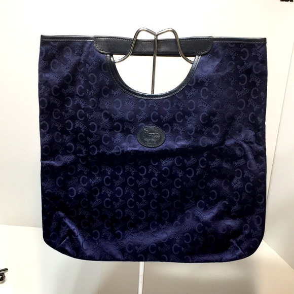 Celine tote bag navy blue carriage logo